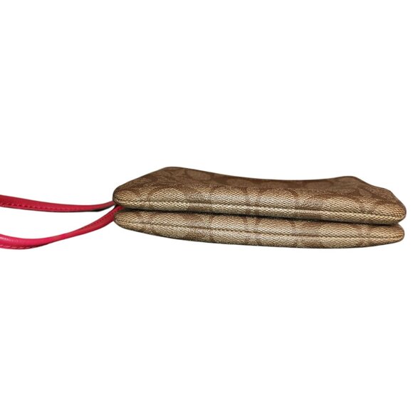 Coach Signature Double Zip Wristlet Pink Leather Trim - Picture 5 of 7